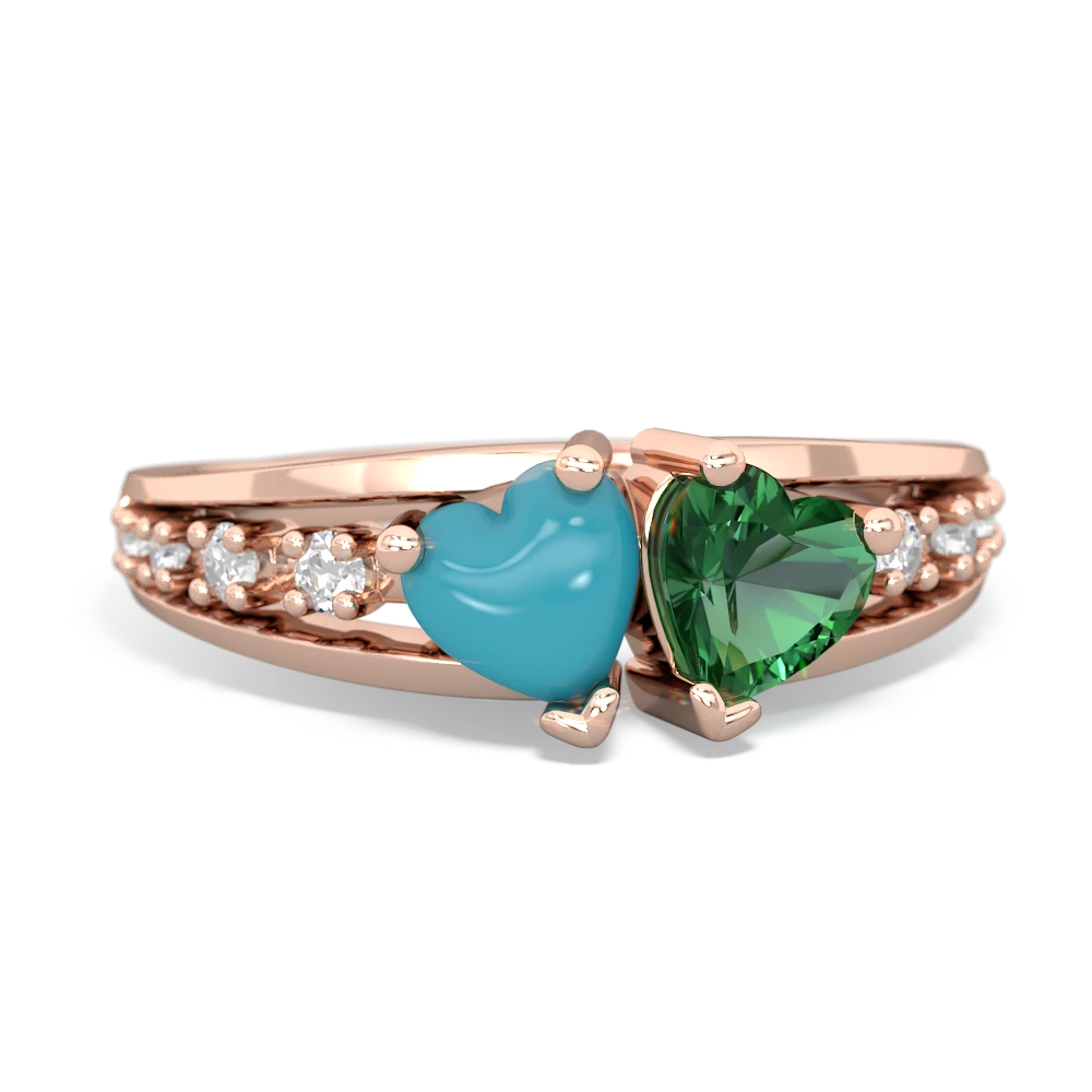 Turquoise Heart To Heart 14K Rose Gold ring R3342