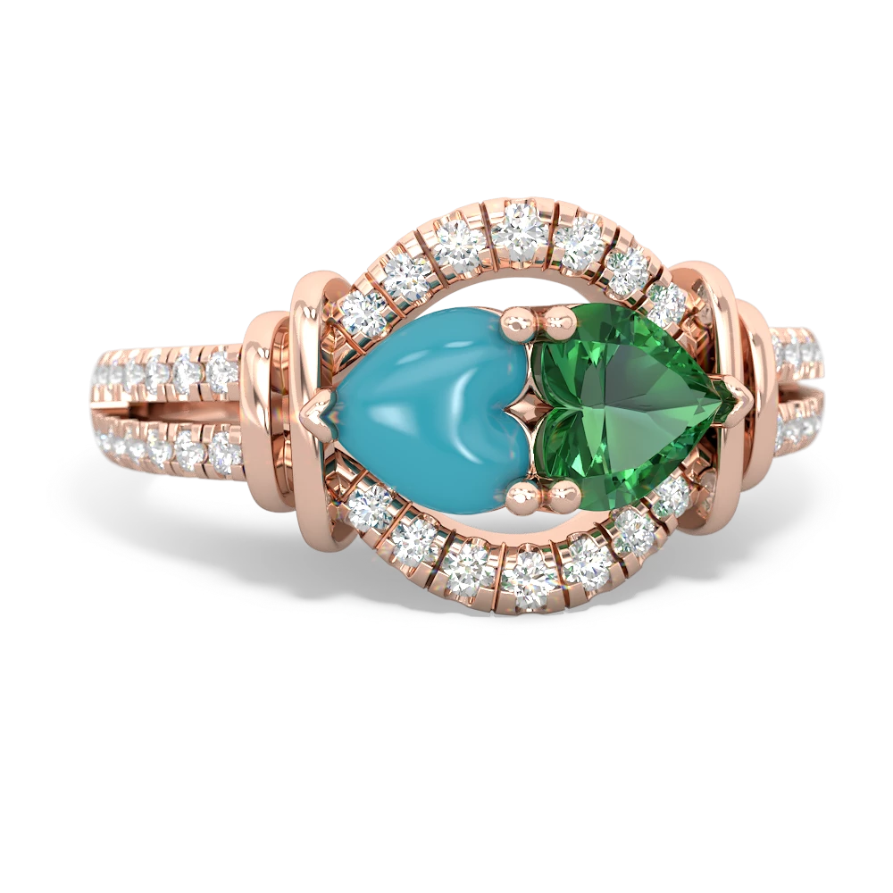 Turquoise Art-Deco Keepsake 14K Rose Gold ring R5630