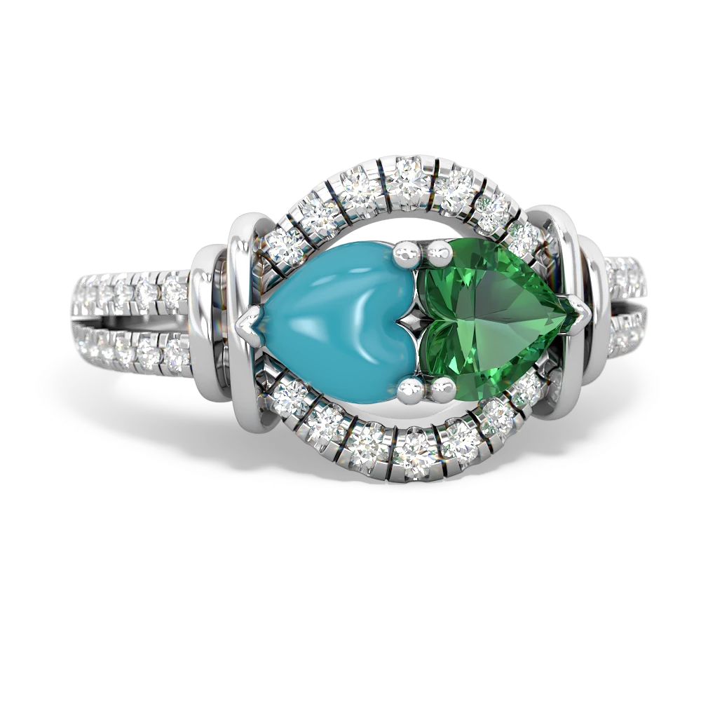 Turquoise Art-Deco Keepsake 14K White Gold ring R5630