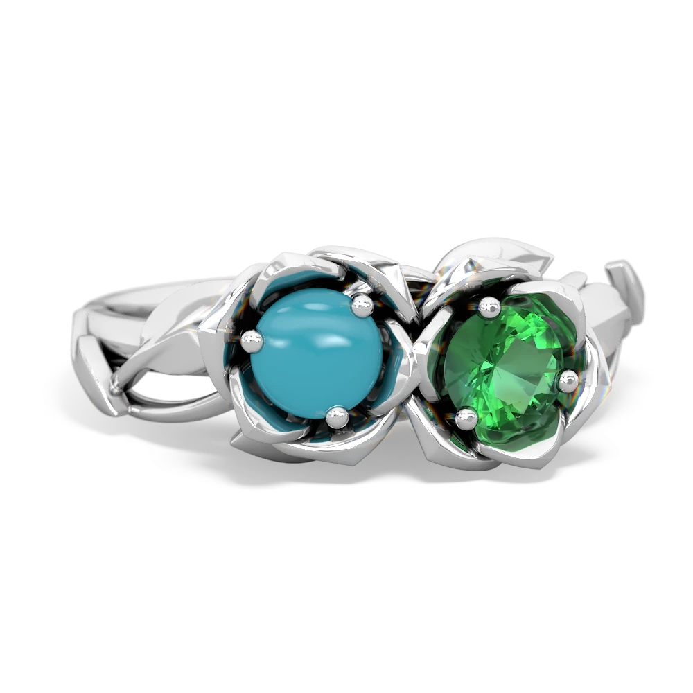 Turquoise Rose Garden 14K White Gold ring R5510