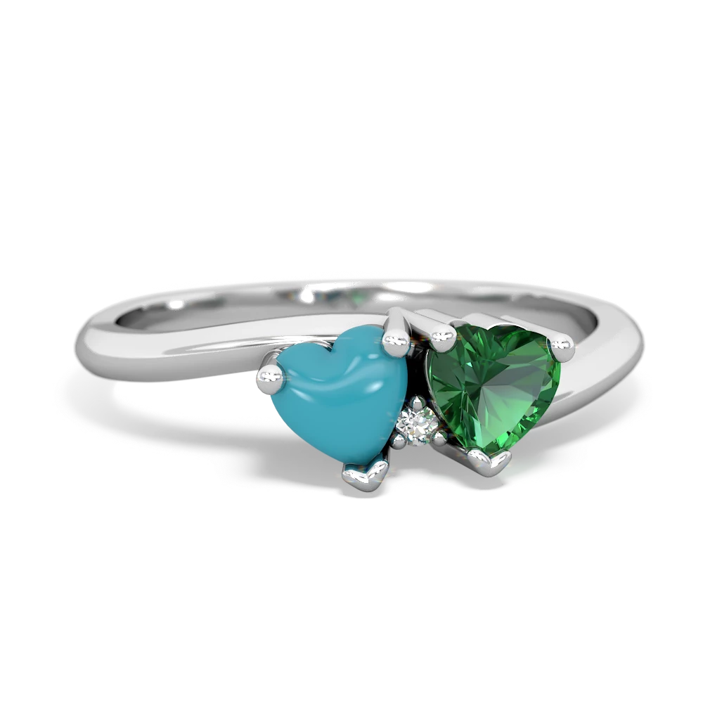 Turquoise Sweethearts 14K White Gold ring R5260