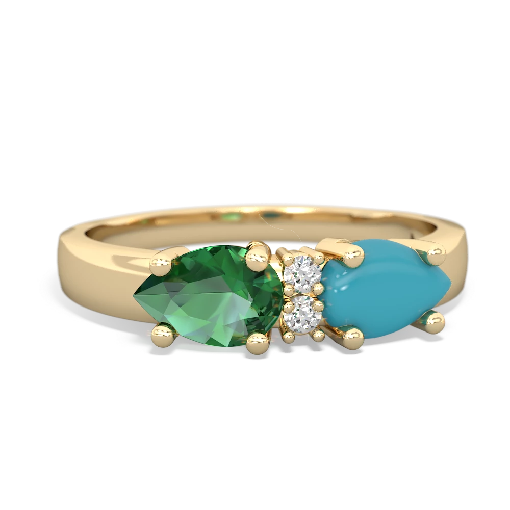 Turquoise Pear Bowtie 14K Yellow Gold ring R0865