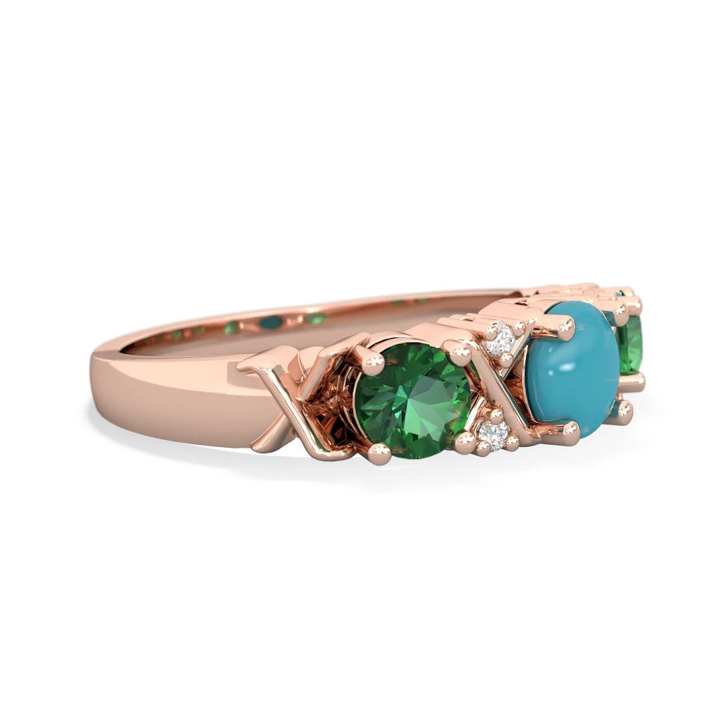 Turquoise Hugs And Kisses 14K Rose Gold ring R5016