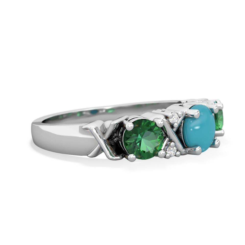 Turquoise Hugs And Kisses 14K White Gold ring R5016