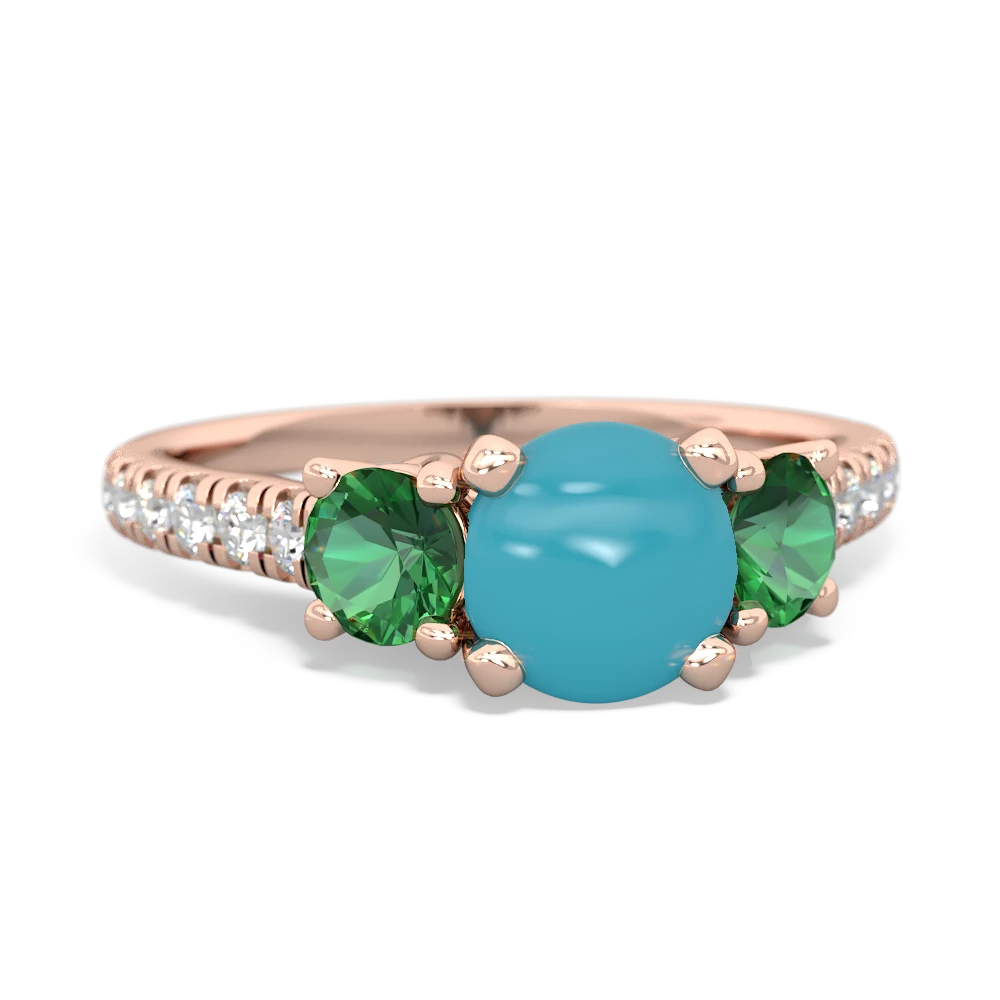 Turquoise Pave Trellis 14K Rose Gold ring R5500