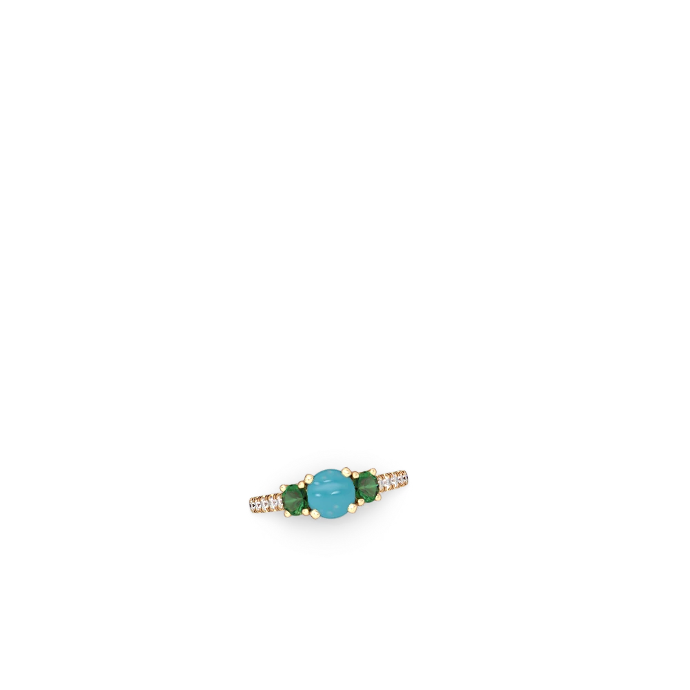 Turquoise Pave Trellis 14K Yellow Gold ring R5500