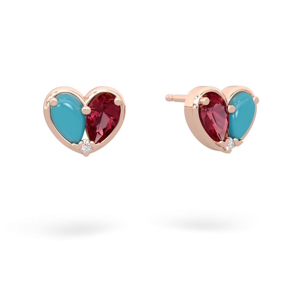 Turquoise 'Our Heart' 14K Rose Gold earrings E5072