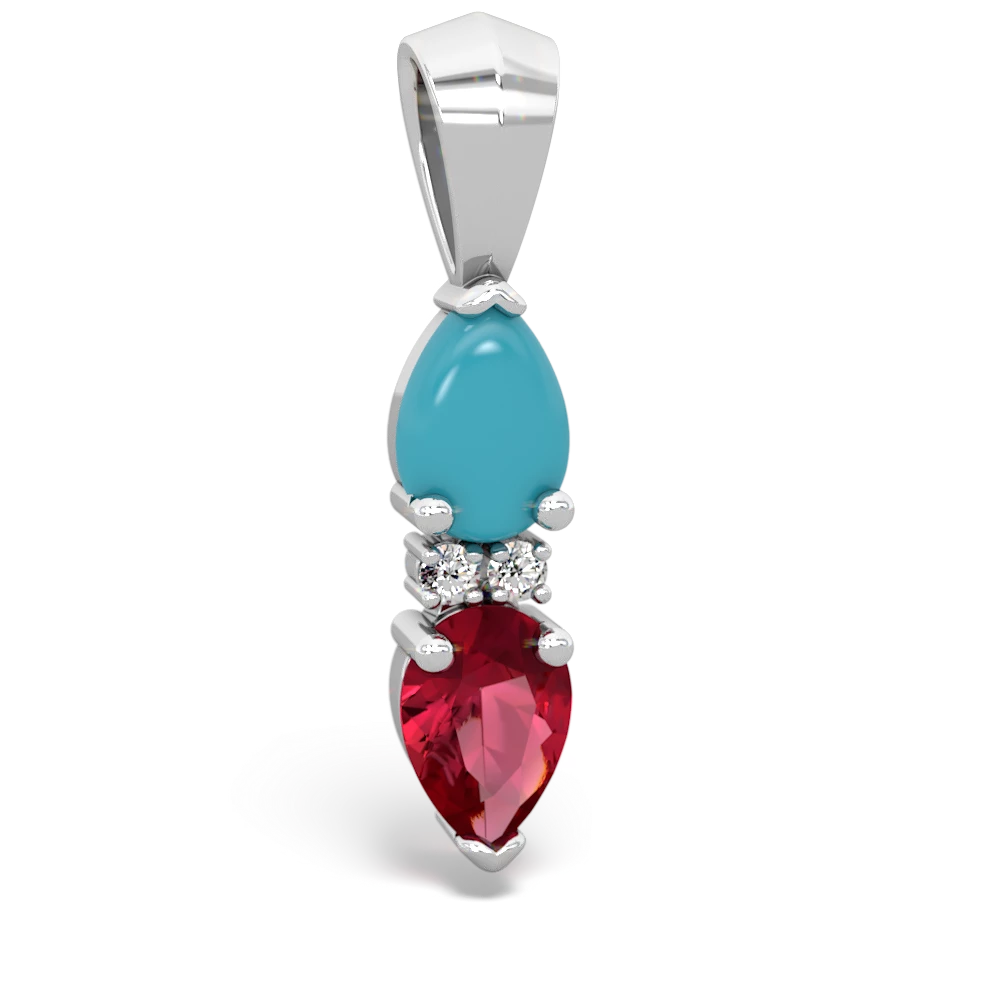 Turquoise Bowtie Drop 14K White Gold pendant P0865