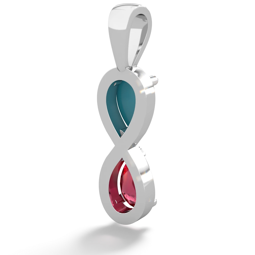 Turquoise Infinity 14K White Gold pendant P5050