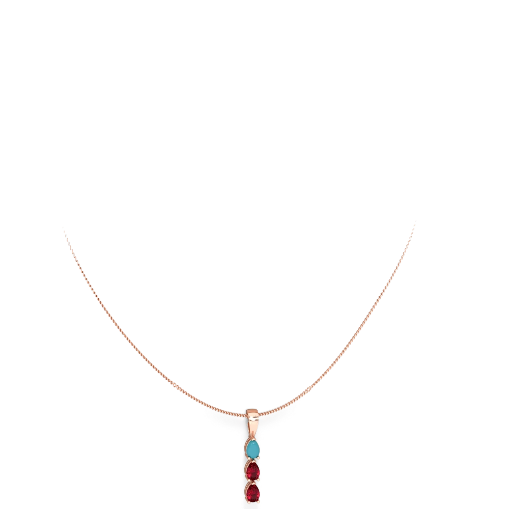 Turquoise Dew Drops 14K Rose Gold pendant P2251