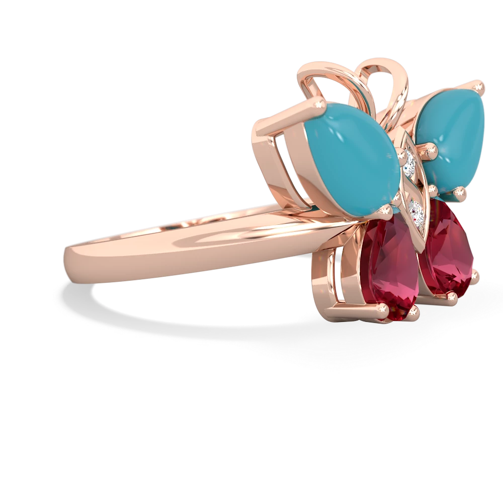 Turquoise Butterfly 14K Rose Gold ring R2215