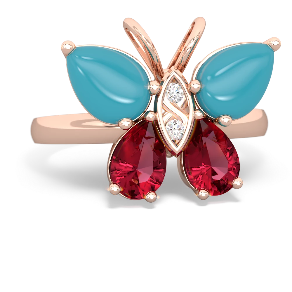 Turquoise Butterfly 14K Rose Gold ring R2215