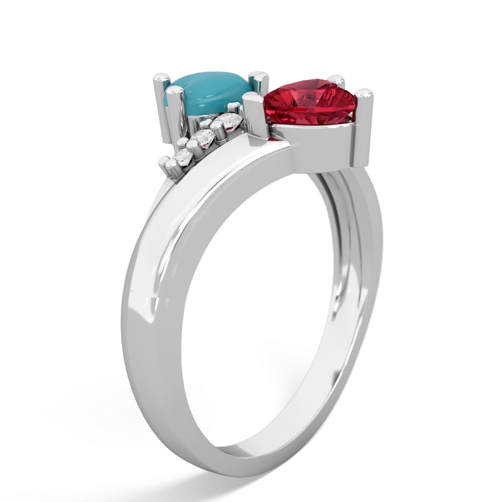 Turquoise Heart To Heart 14K White Gold ring R2064