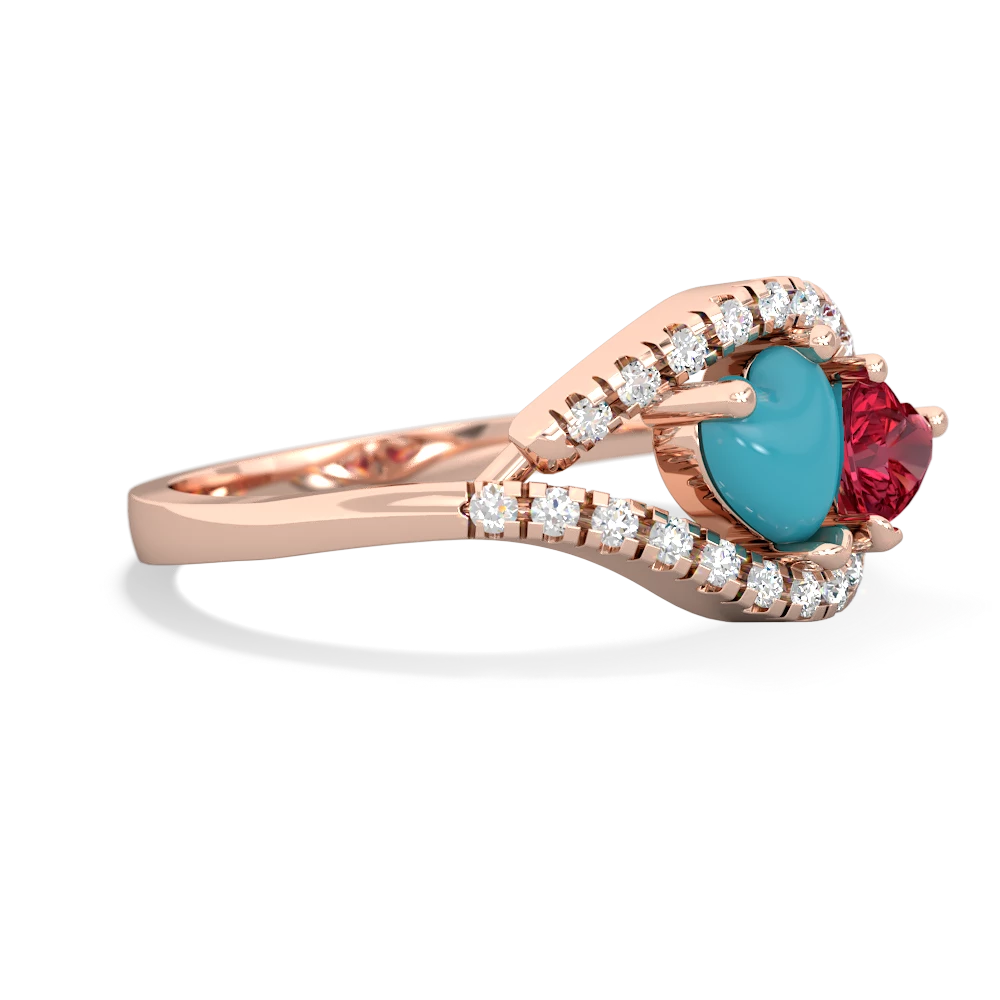 Turquoise Mother And Child 14K Rose Gold ring R3010