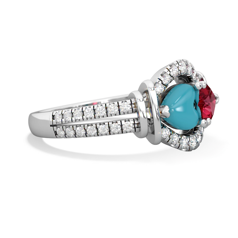 Turquoise Art-Deco Keepsake 14K White Gold ring R5630