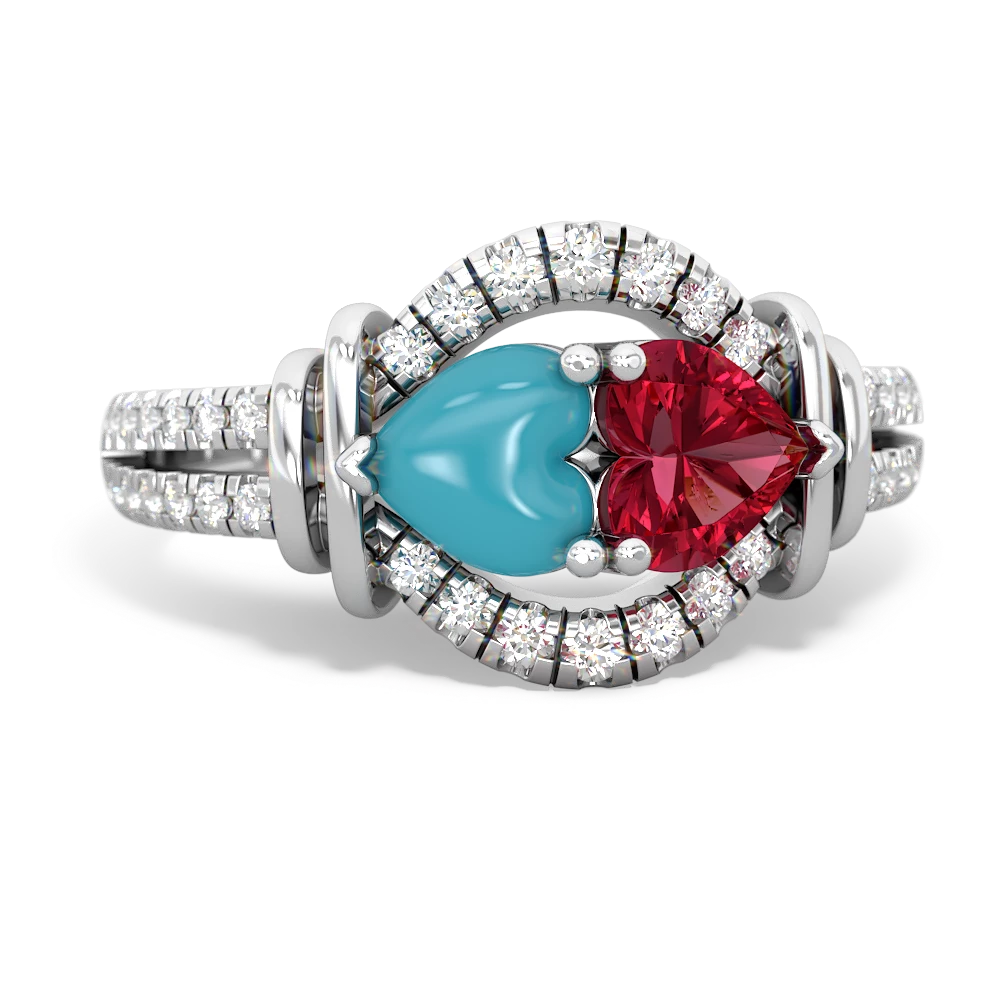 Turquoise Art-Deco Keepsake 14K White Gold ring R5630