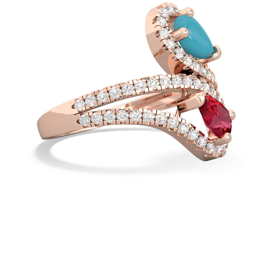 Turquoise Diamond Dazzler 14K Rose Gold ring R3000