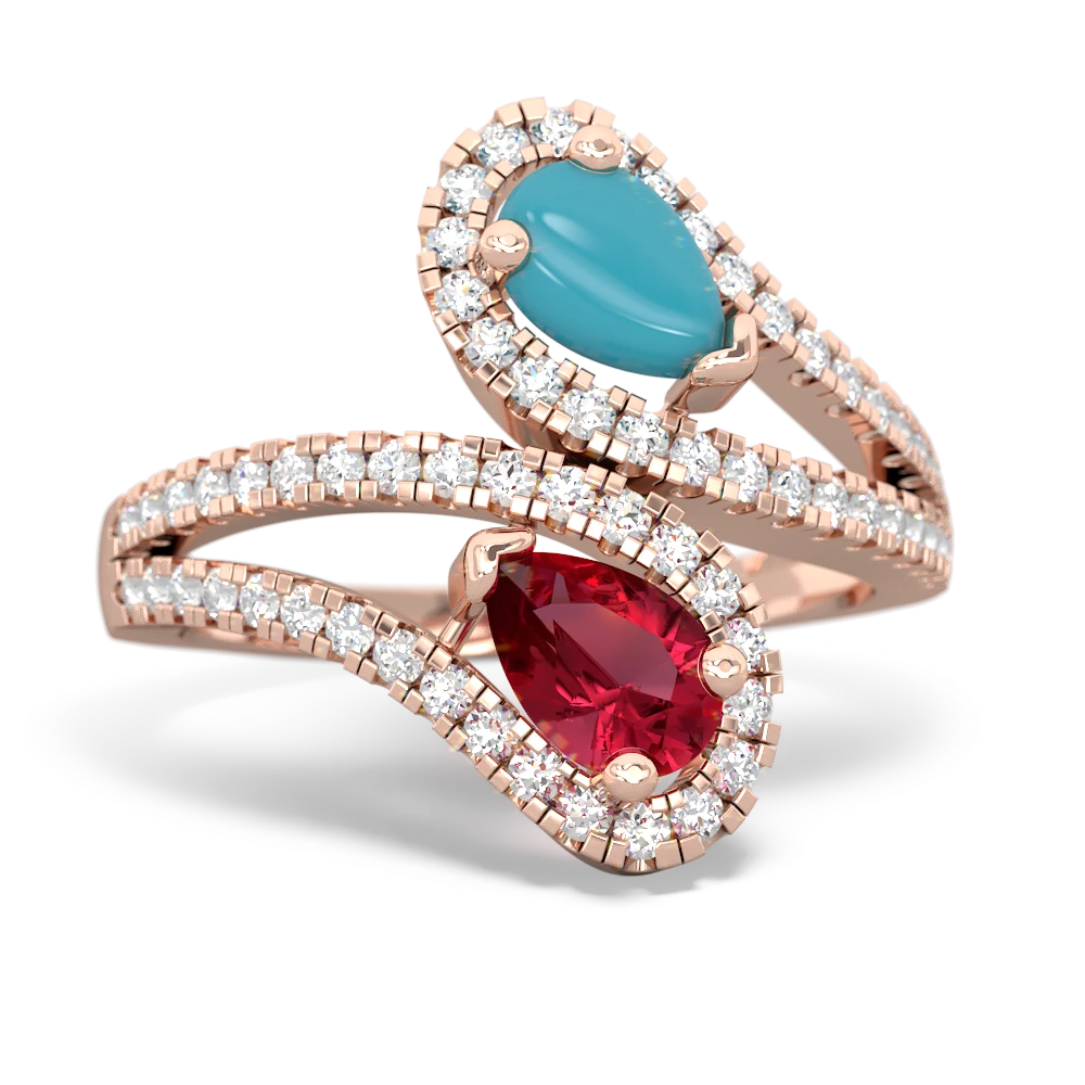 Turquoise Diamond Dazzler 14K Rose Gold ring R3000