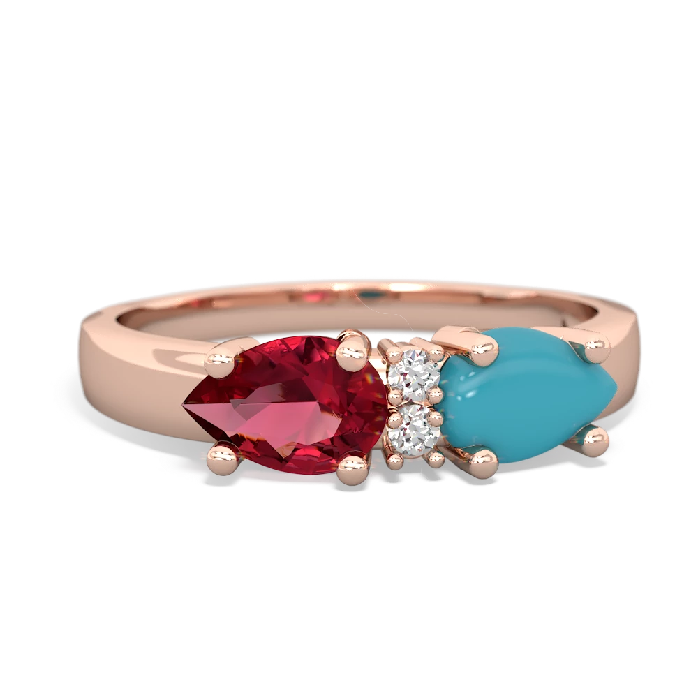 Turquoise Pear Bowtie 14K Rose Gold ring R0865