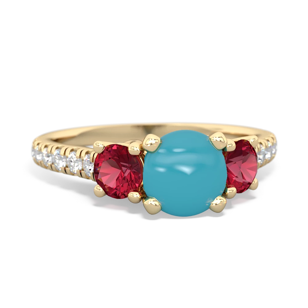 Turquoise Pave Trellis 14K Yellow Gold ring R5500