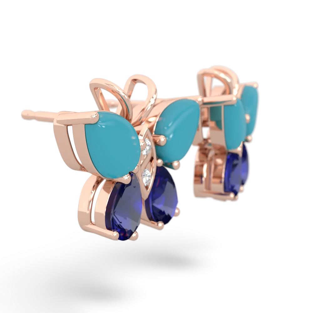 Turquoise Butterfly 14K Rose Gold earrings E2215