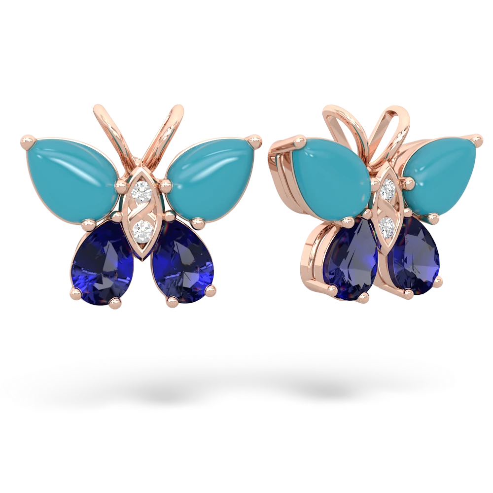 Turquoise Butterfly 14K Rose Gold earrings E2215