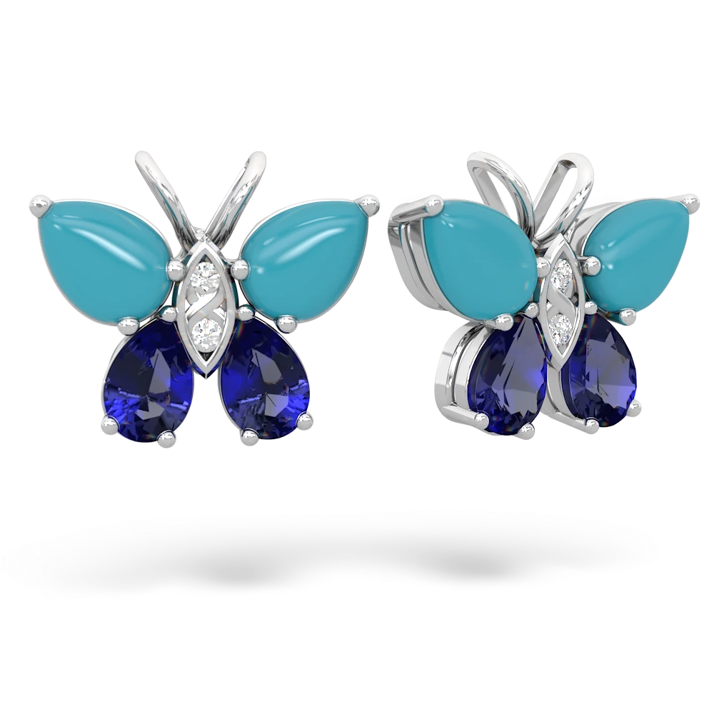 Turquoise Butterfly 14K White Gold earrings E2215