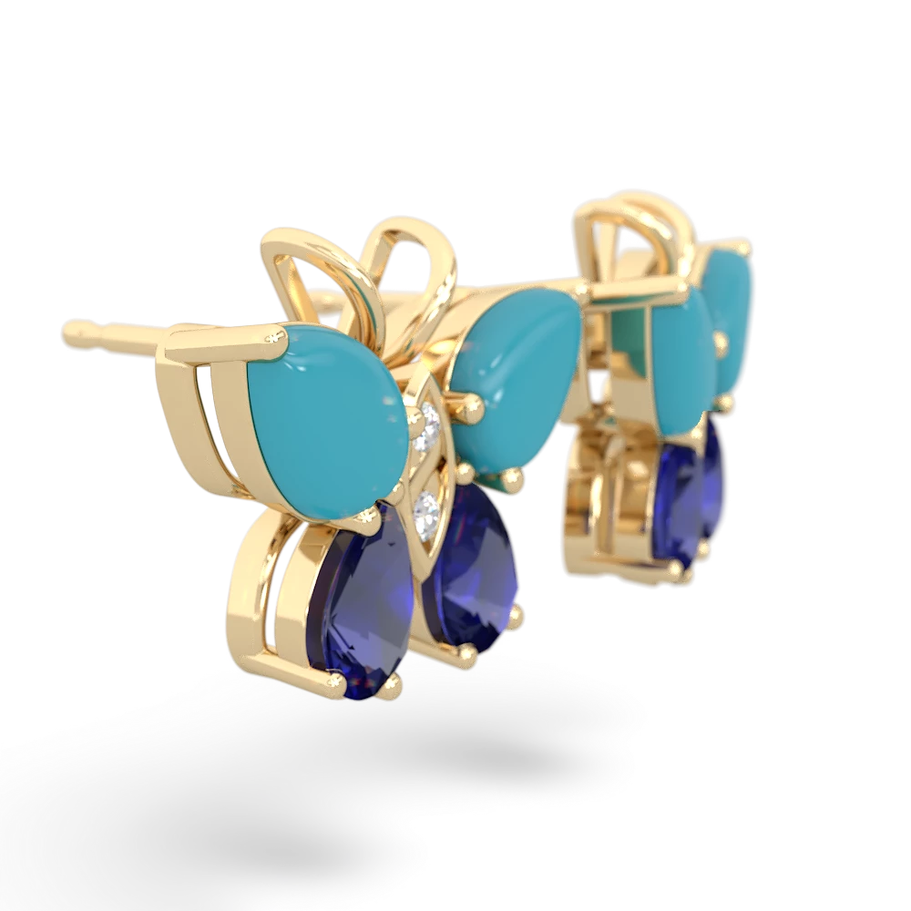 Turquoise Butterfly 14K Yellow Gold earrings E2215