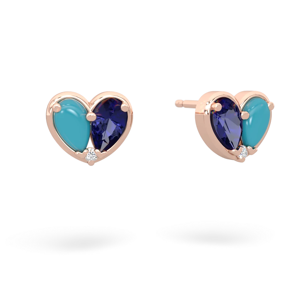 Turquoise 'Our Heart' 14K Rose Gold earrings E5072