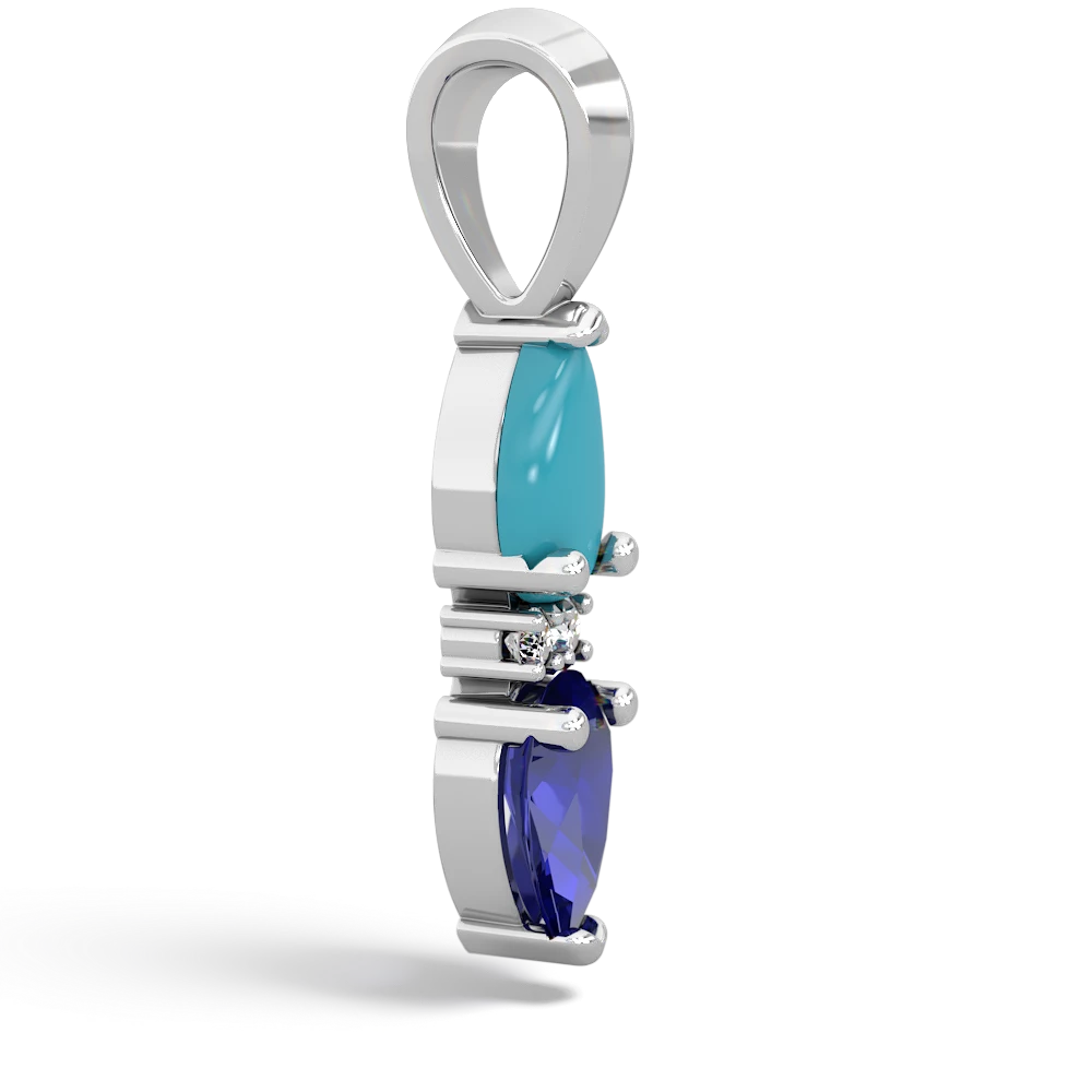 Turquoise Bowtie Drop 14K White Gold pendant P0865