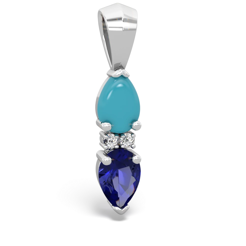 Turquoise Bowtie Drop 14K White Gold pendant P0865