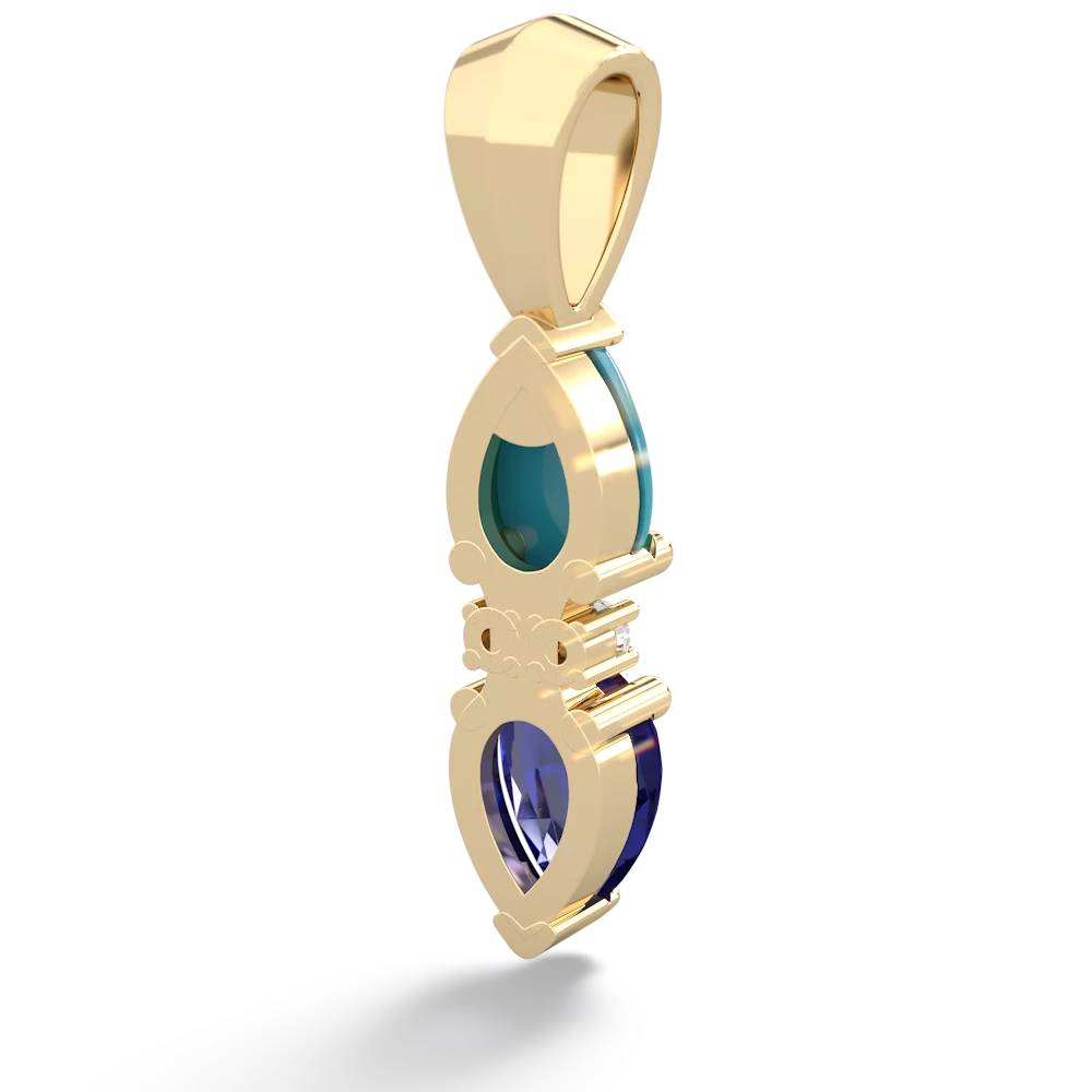 Turquoise Bowtie Drop 14K Yellow Gold pendant P0865