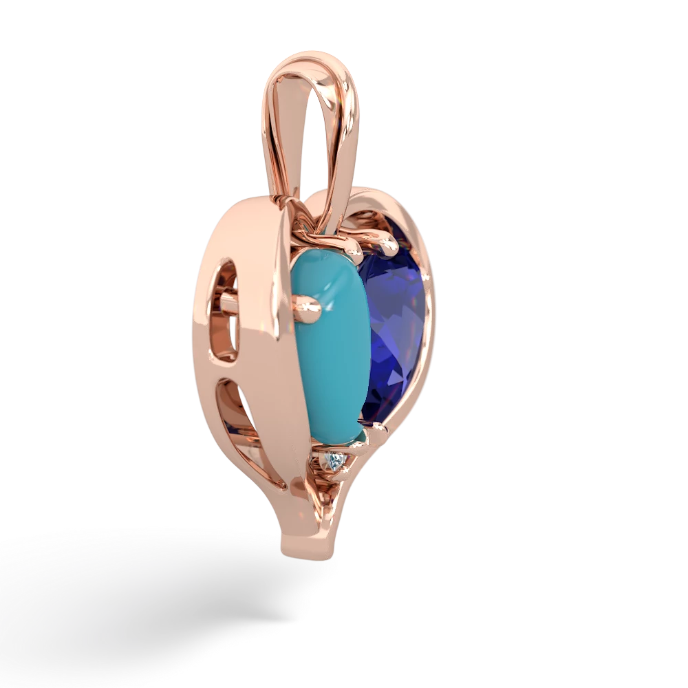 Turquoise Two Become One 14K Rose Gold pendant P5330