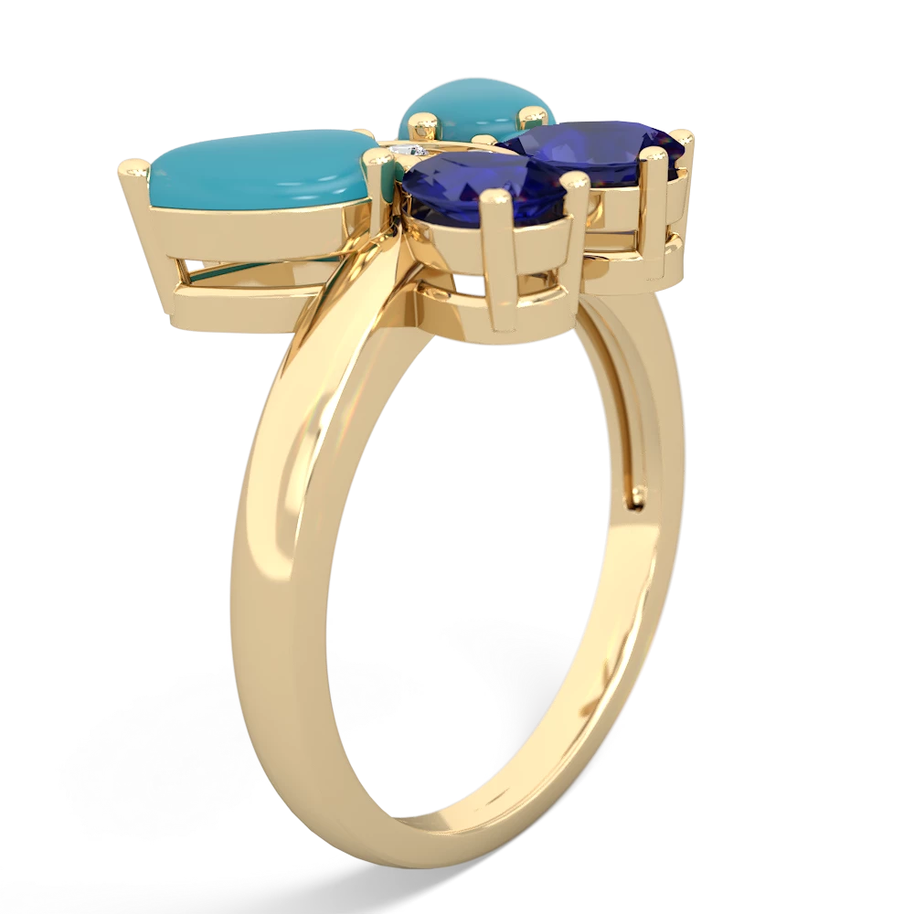 Turquoise Butterfly 14K Yellow Gold ring R2215