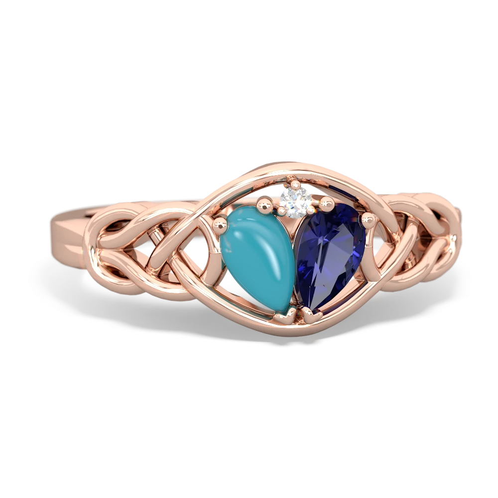 Turquoise Celtic Love Knot 14K Rose Gold ring R5420