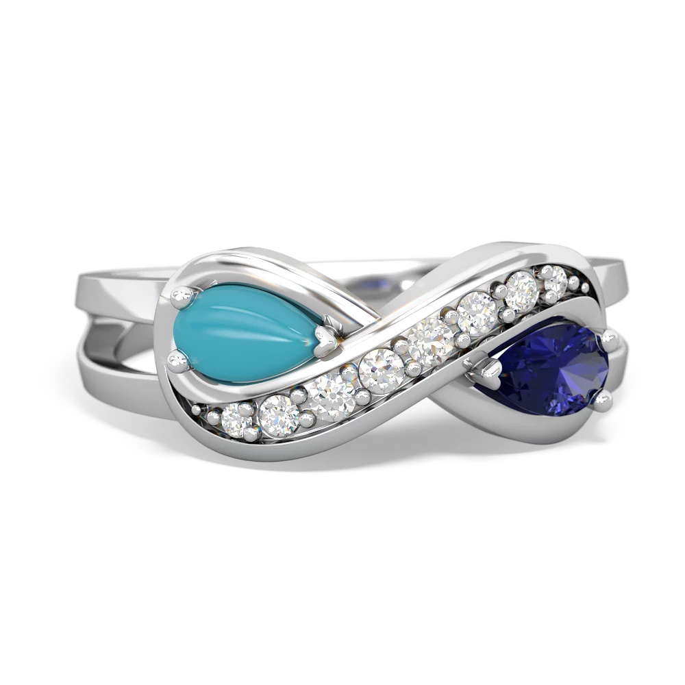 Turquoise Diamond Infinity 14K White Gold ring R5390