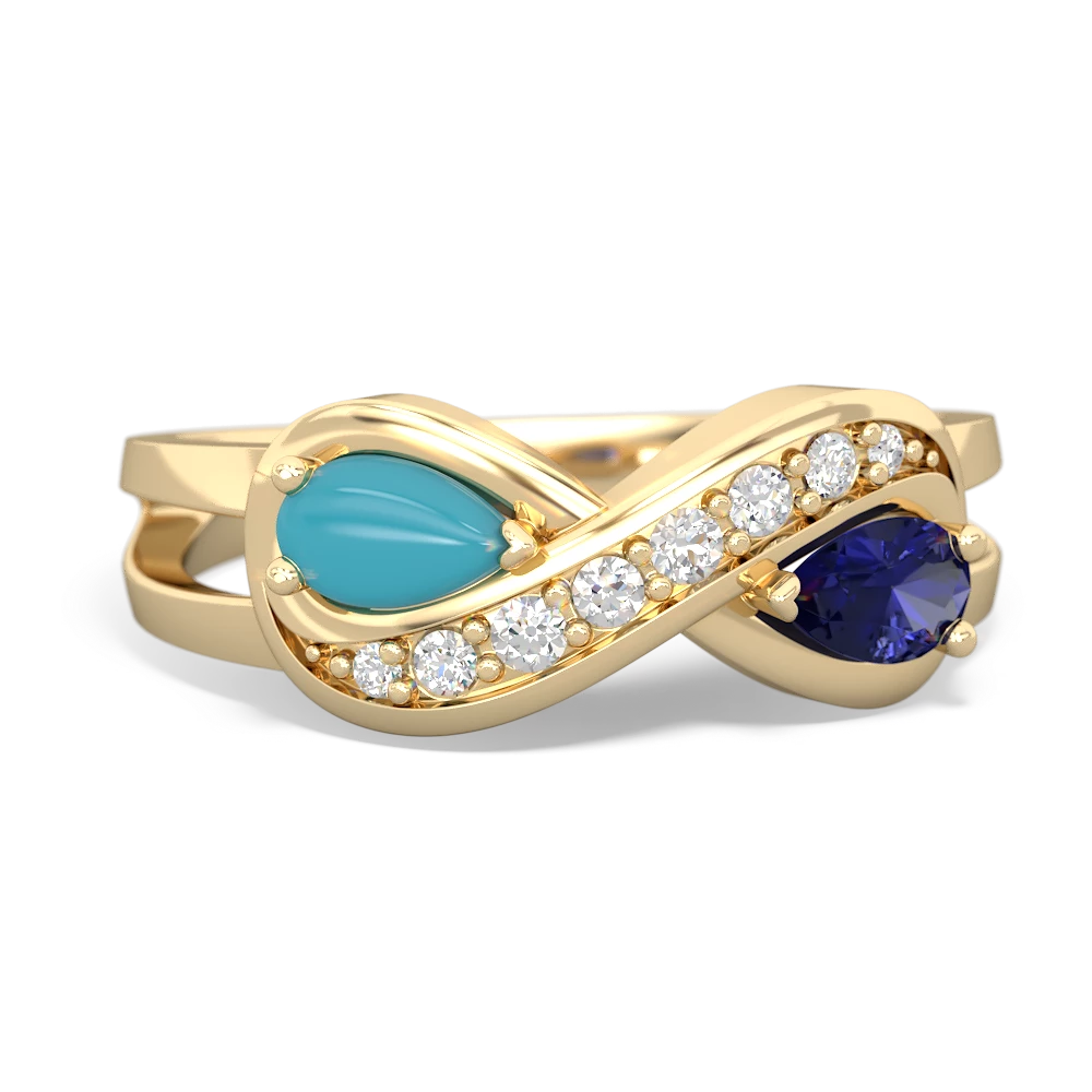 Turquoise Diamond Infinity 14K Yellow Gold ring R5390