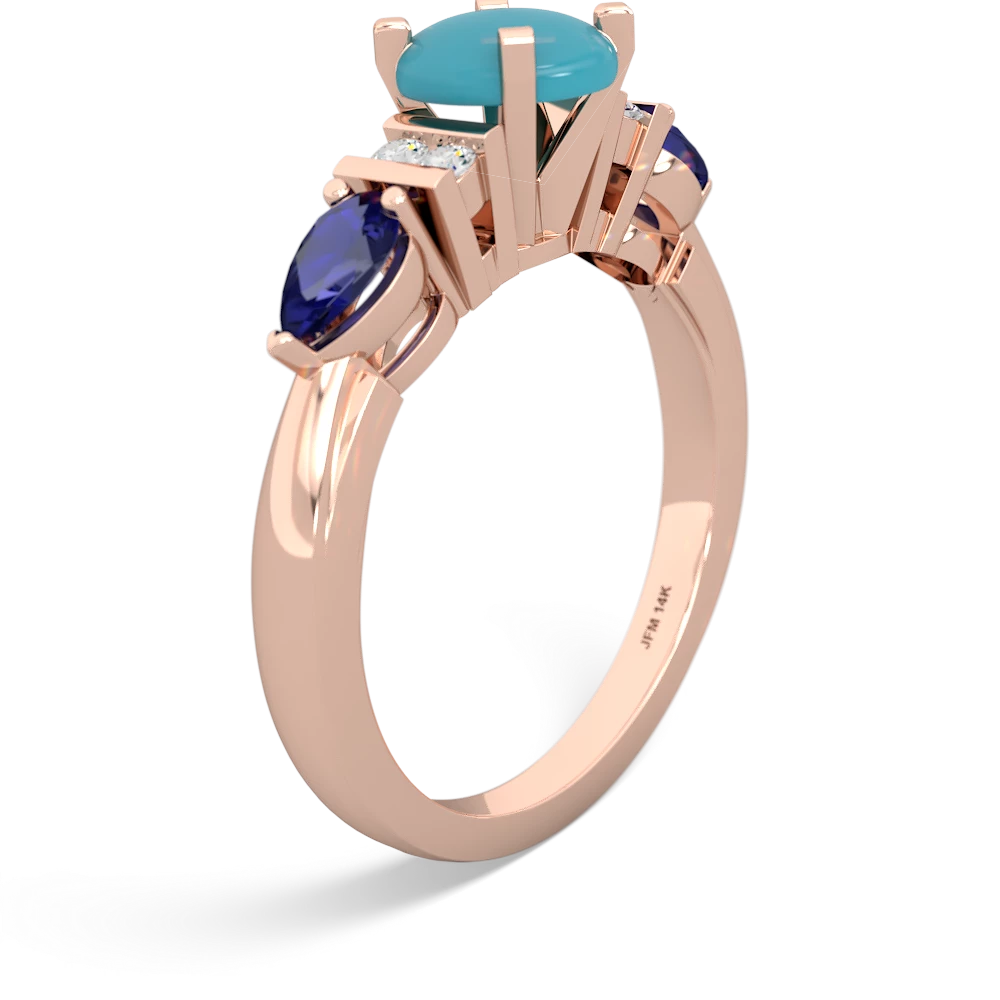 Turquoise 6Mm Round Eternal Embrace Engagement 14K Rose Gold ring R2005