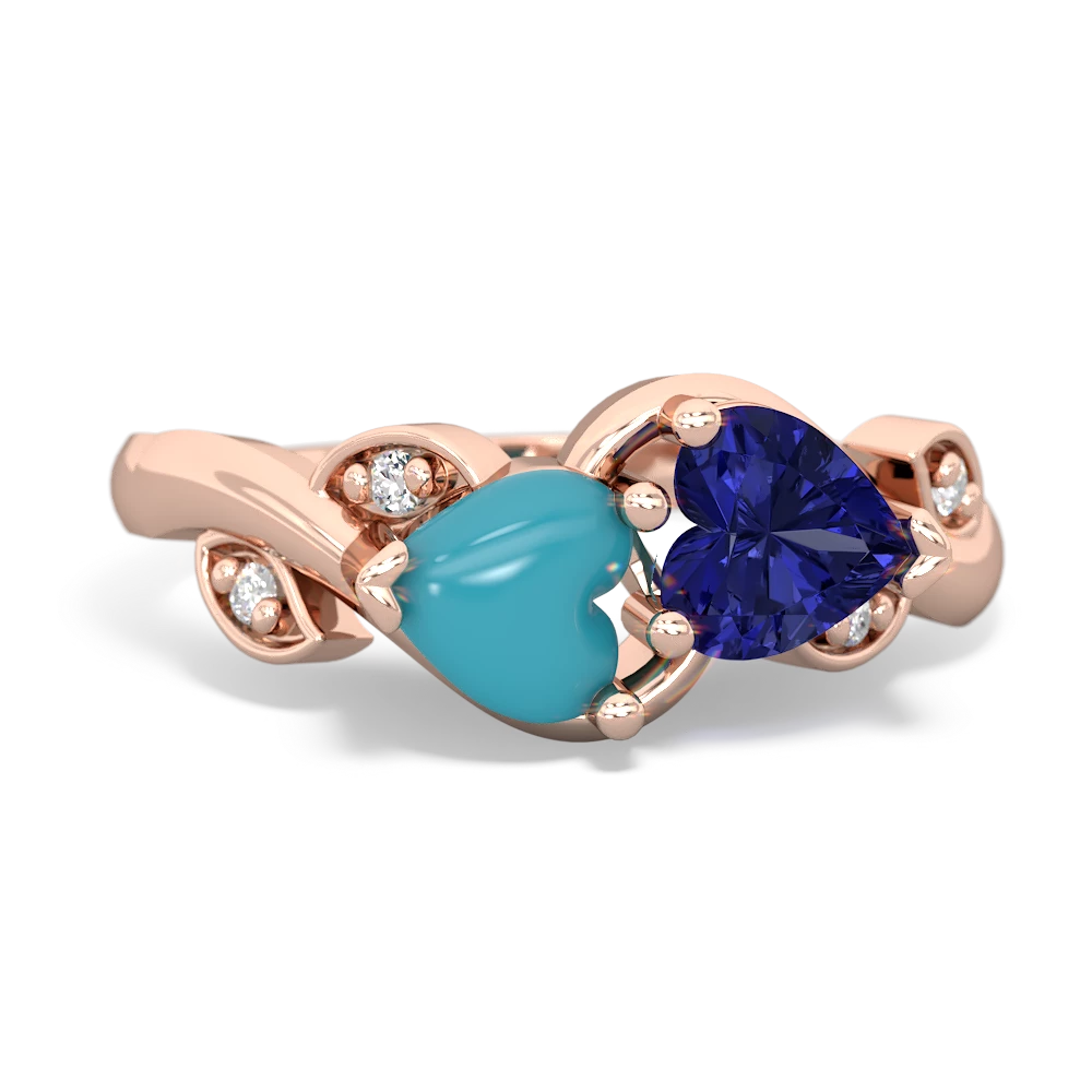 Turquoise Floral Elegance 14K Rose Gold ring R5790