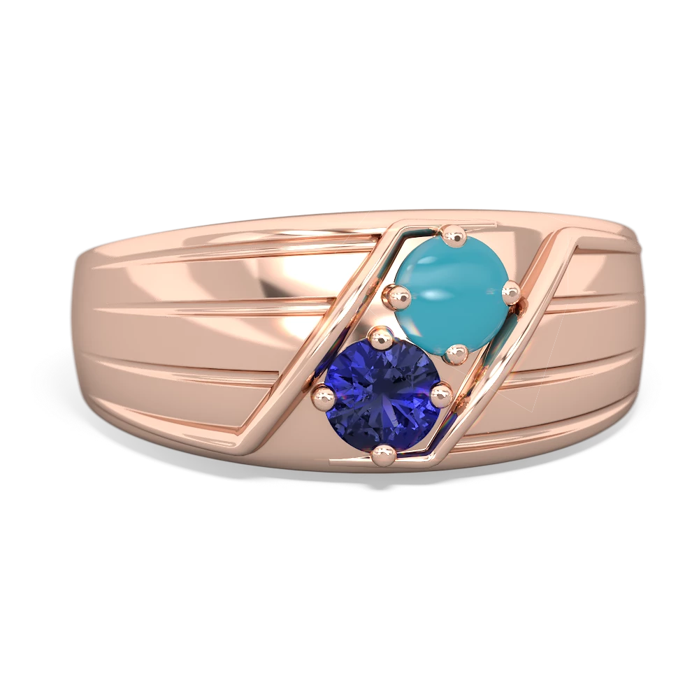 Turquoise Men's Streamline 14K Rose Gold ring R0460