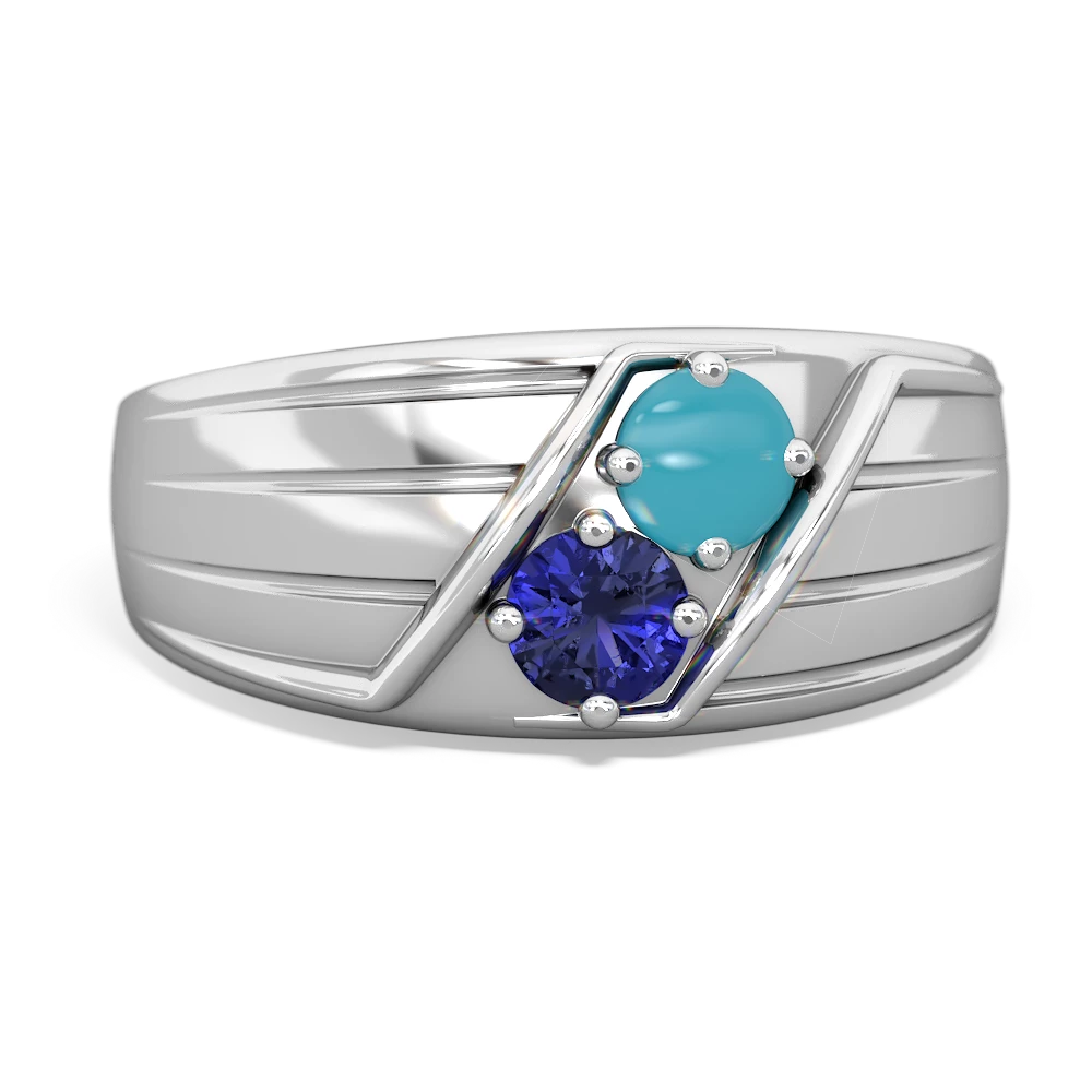 Turquoise Men's Streamline 14K White Gold ring R0460