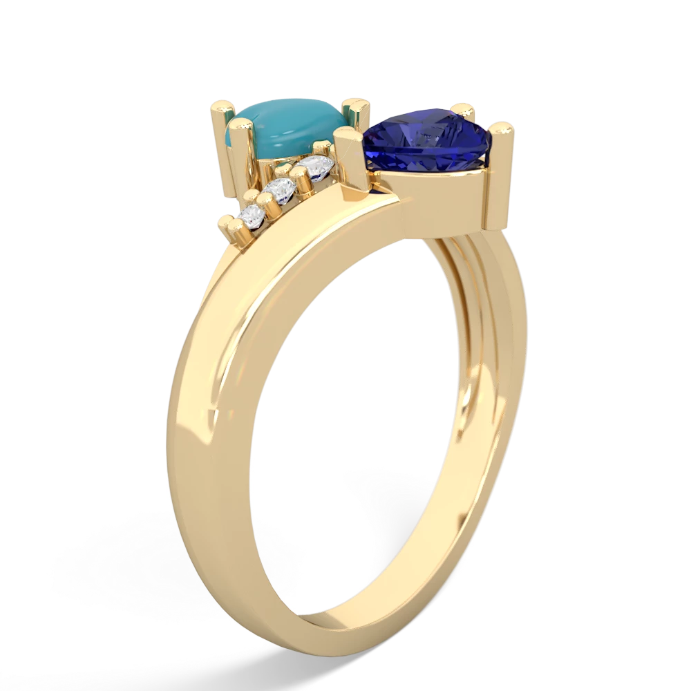 Turquoise Heart To Heart 14K Yellow Gold ring R2064