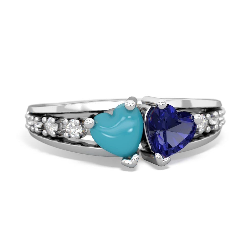 Turquoise Heart To Heart 14K White Gold ring R3342