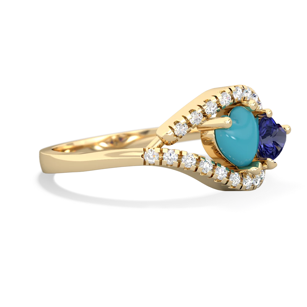 Turquoise Mother And Child 14K Yellow Gold ring R3010