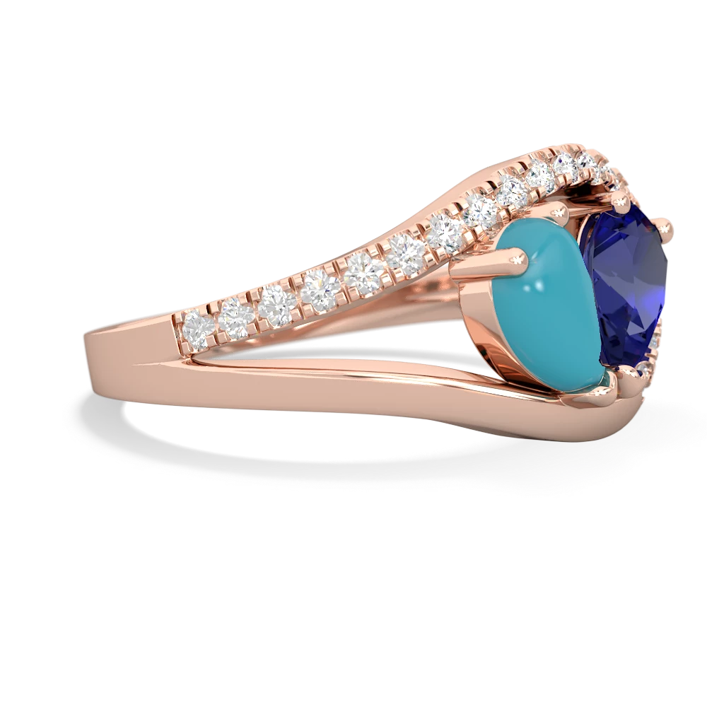 Turquoise Nestled Heart Keepsake 14K Rose Gold ring R5650