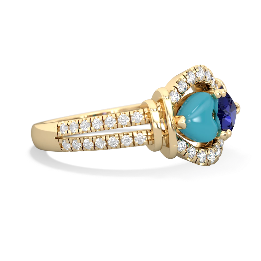 Turquoise Art-Deco Keepsake 14K Yellow Gold ring R5630