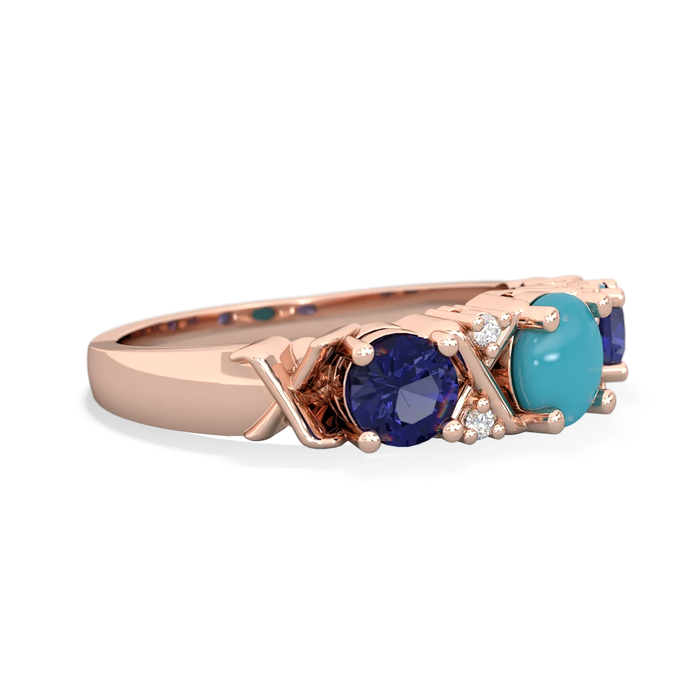 Turquoise Hugs And Kisses 14K Rose Gold ring R5016