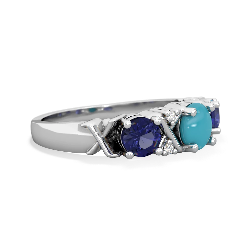 Turquoise Hugs And Kisses 14K White Gold ring R5016