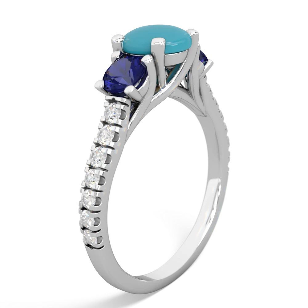 Turquoise Pave Trellis 14K White Gold ring R5500