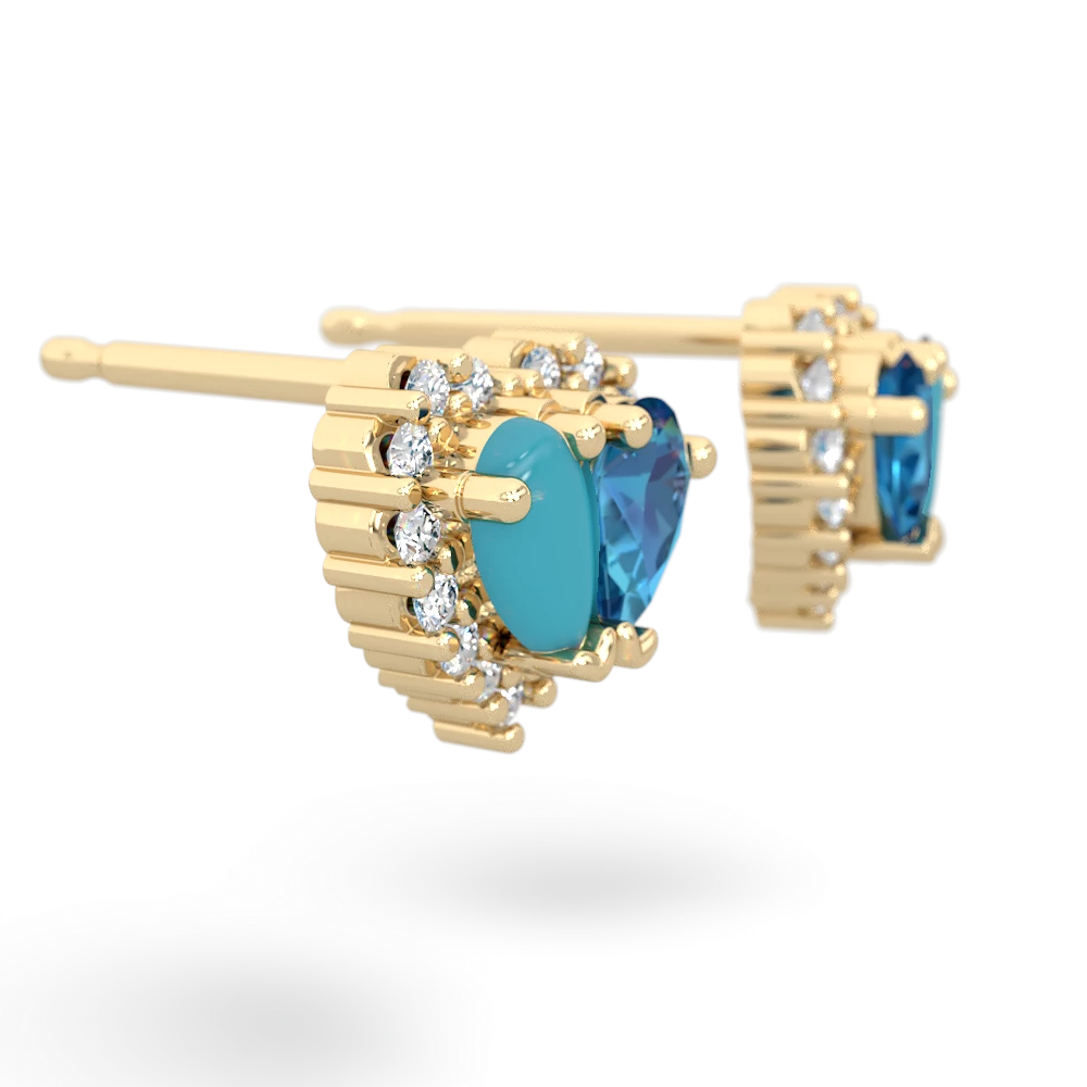 Turquoise Halo 14K Yellow Gold earrings E7008